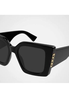 New GUCCI GG2039S-001   Women Sunglasses Black Gold  Square 51-19-130 Grey Lens